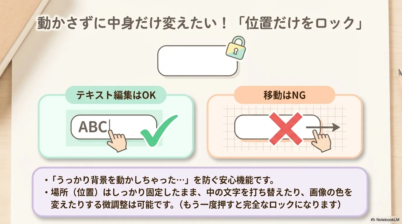 位置だけをロックしてデザインを調整する