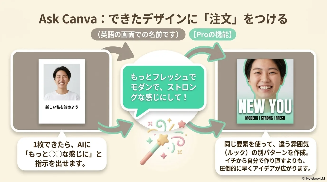 Ask Canvaでデザインに追加の注文をする