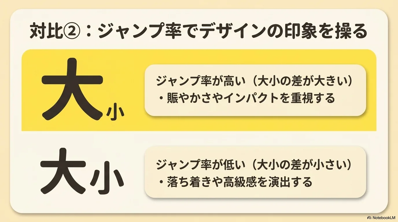 対比で視線を集める例