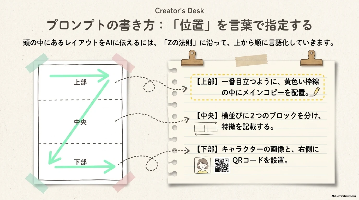 チラシの位置を上から順に指定する