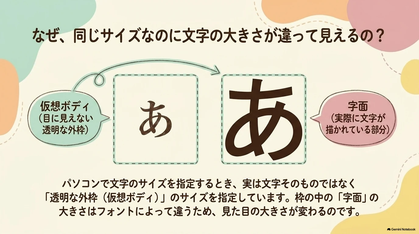 仮想ボディと字面の違い
