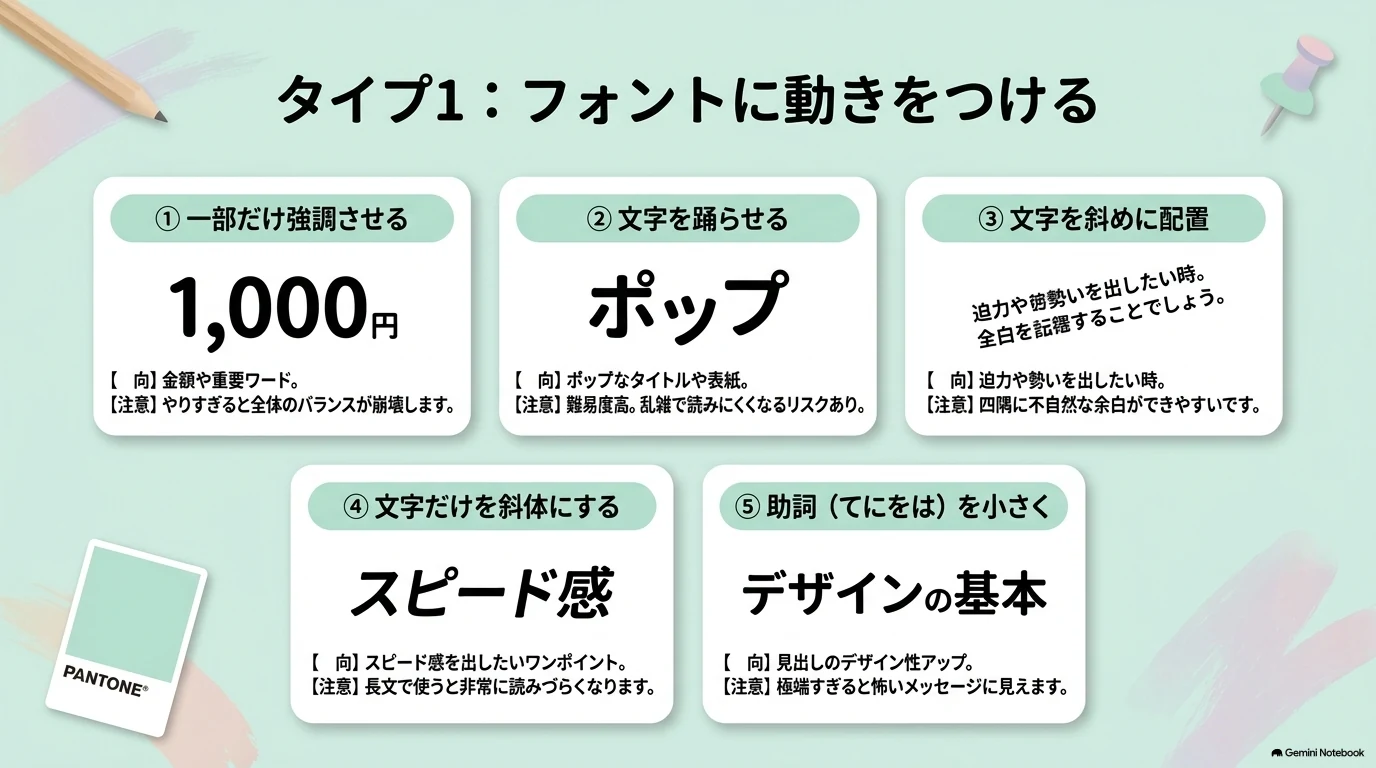 文字強調パターン1から5