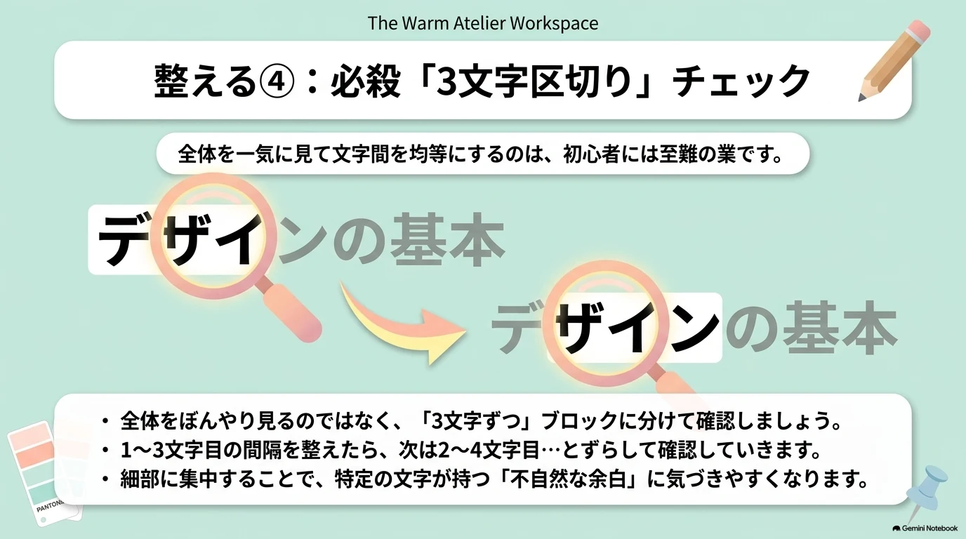 3文字ずつずらして確認する