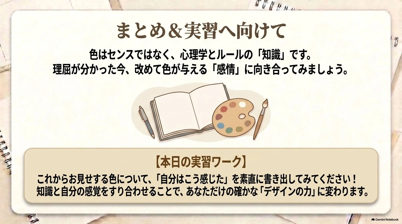 色の知識を実習へつなげるまとめ