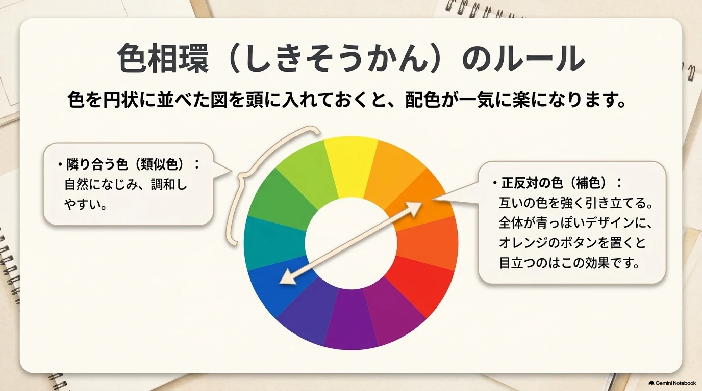 色相環の類似色と補色
