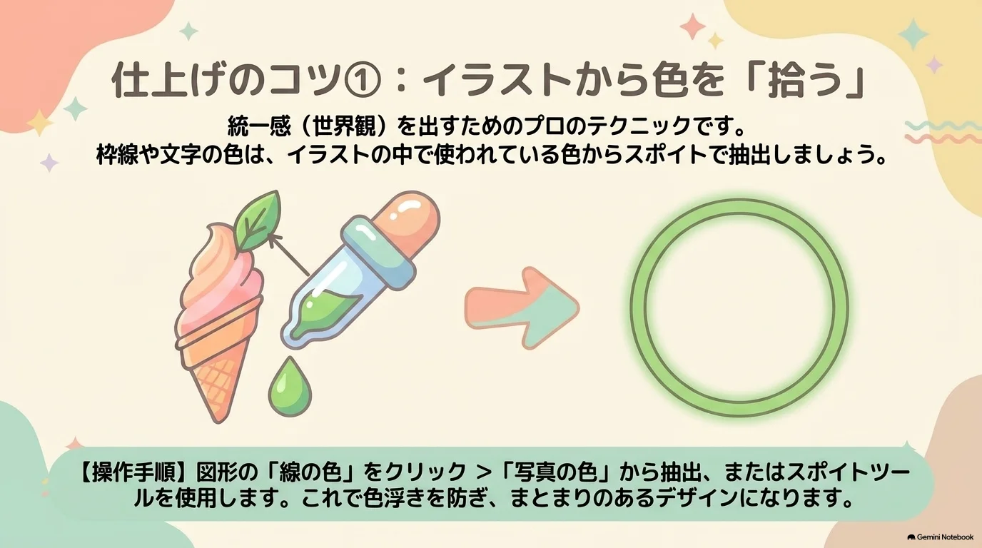 イラストからスポイトで色を拾う