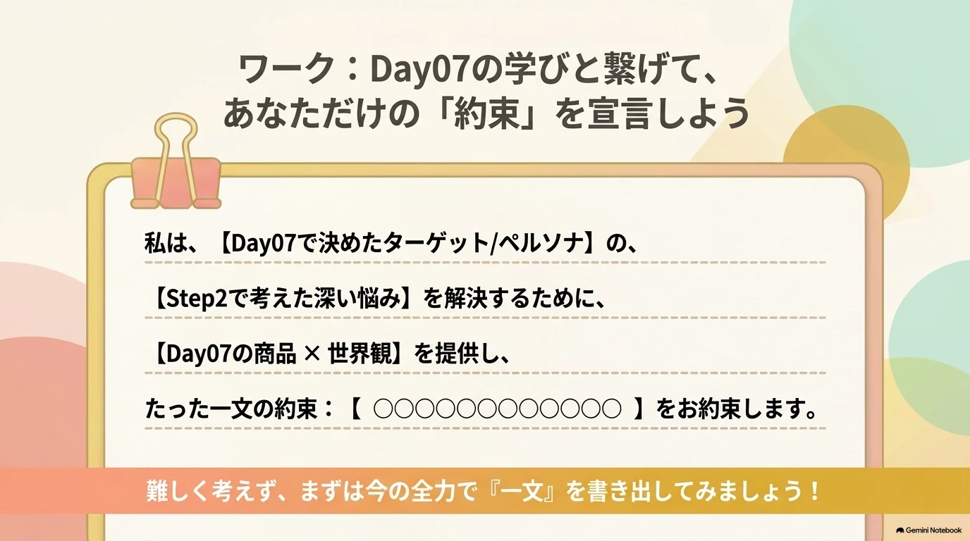 Day07の学びとつなげて約束を宣言する