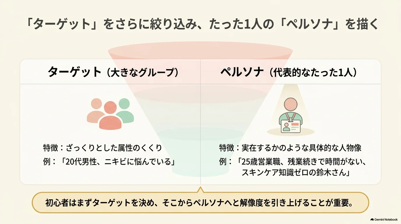ターゲットをさらに絞り込みペルソナを描く