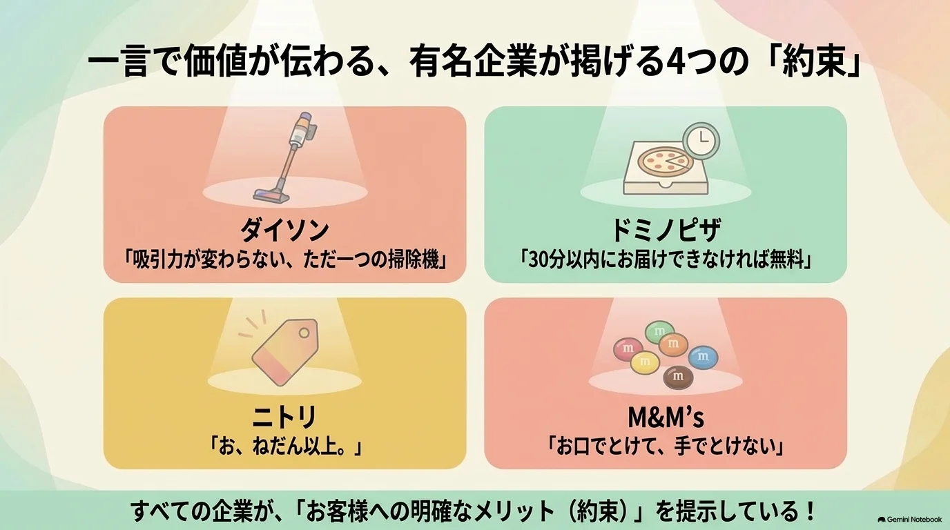 有名企業が掲げる4つの約束