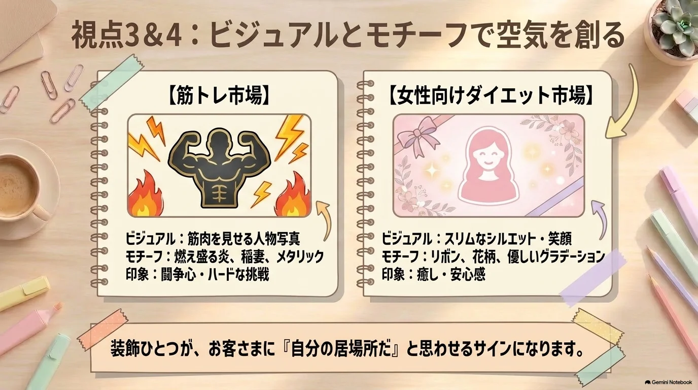 ビジュアルとモチーフで空気をつくる