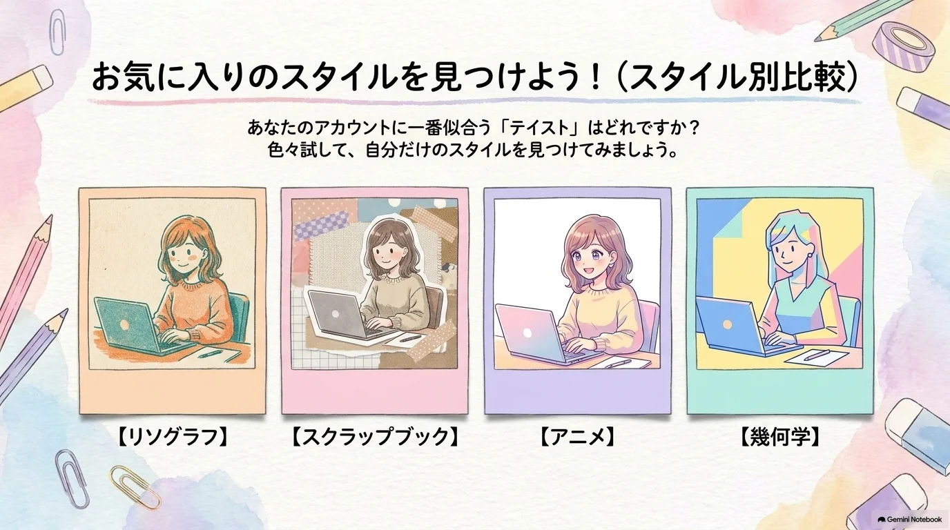 4つのスタイルを比較する