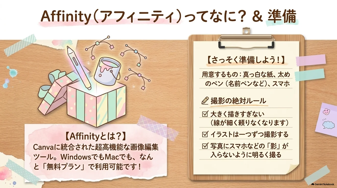 Affinityで手書きイラストをベクター化する準備