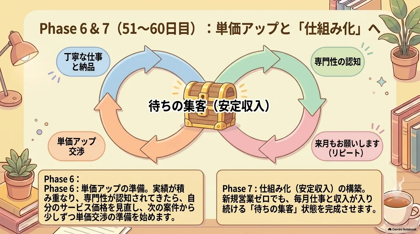 Phase6&7（51〜60日目）：単価アップと「仕組み化」へ