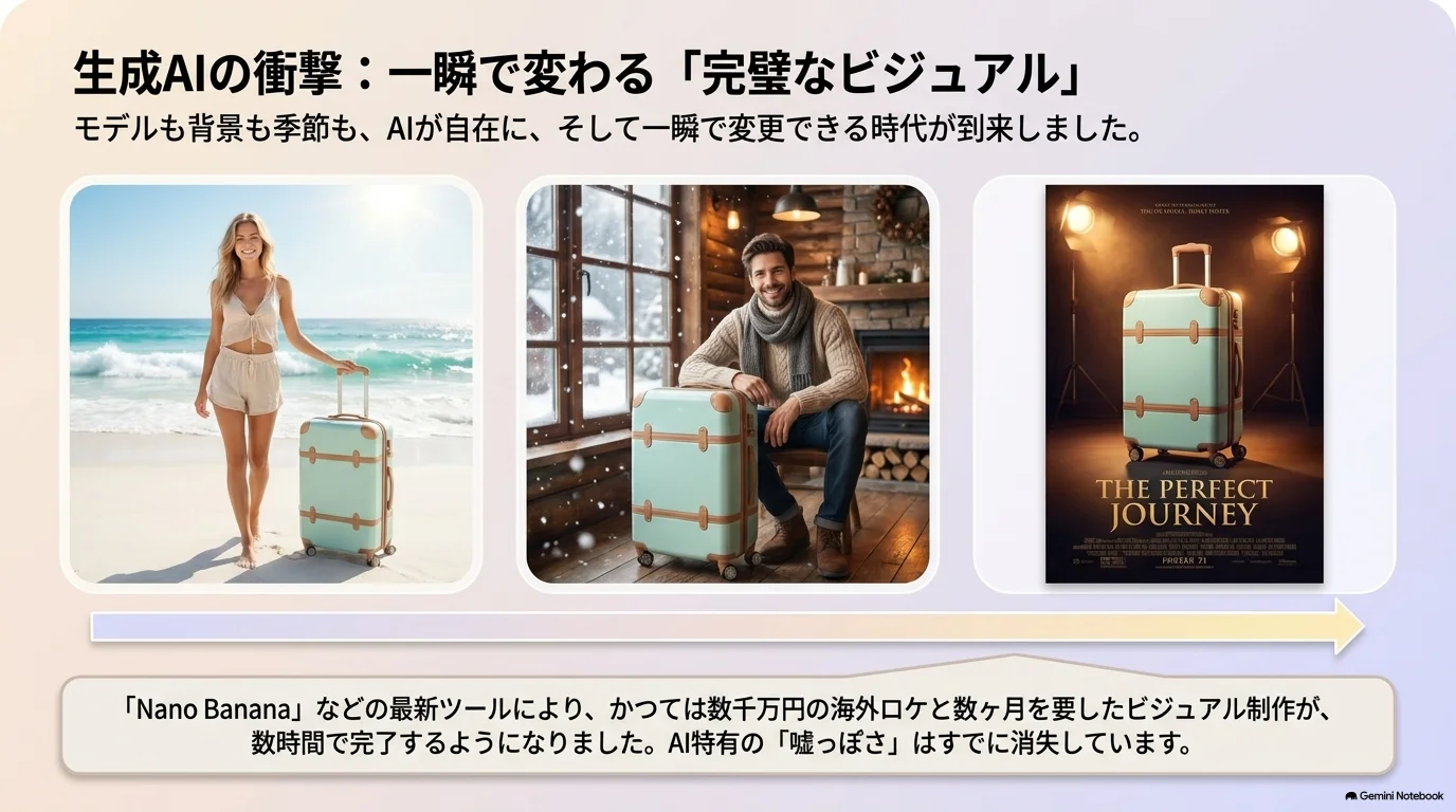 生成AIでモデル・背景・季節を自在に変える